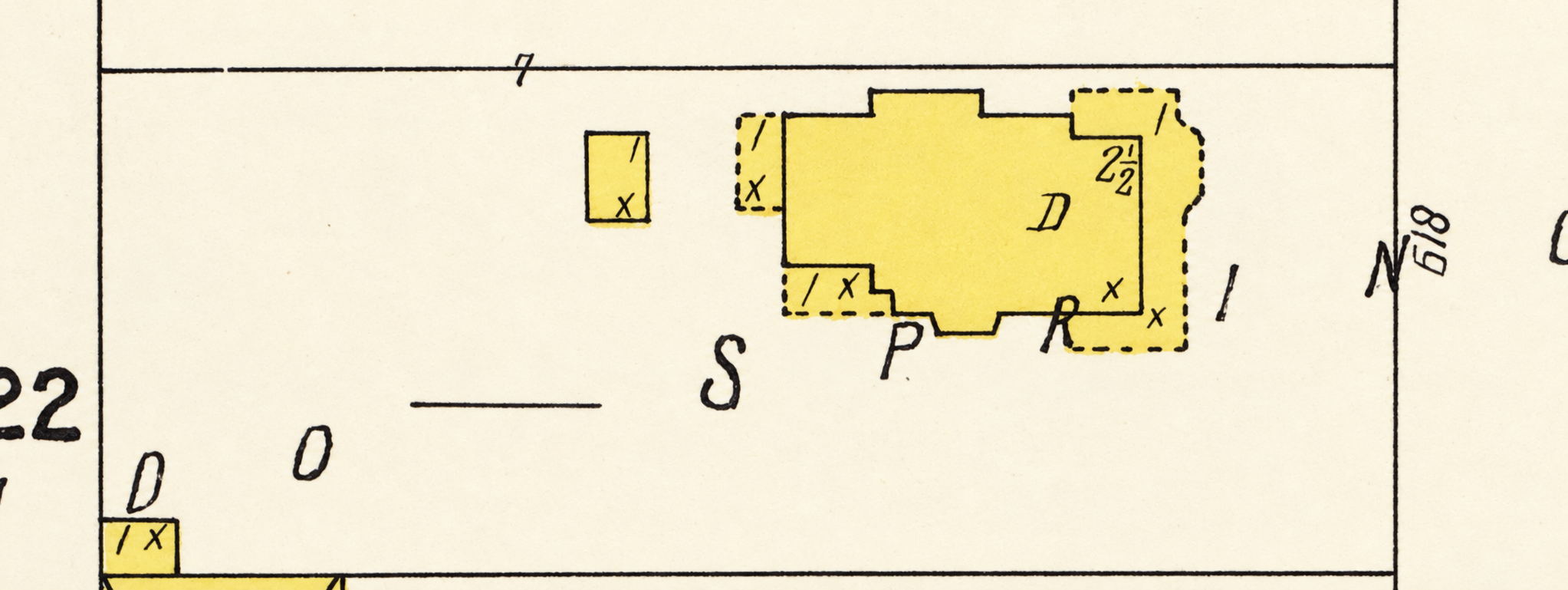 1907, printed sheet 28. Color and separate outlines help distinguish 614, 618 and 622.