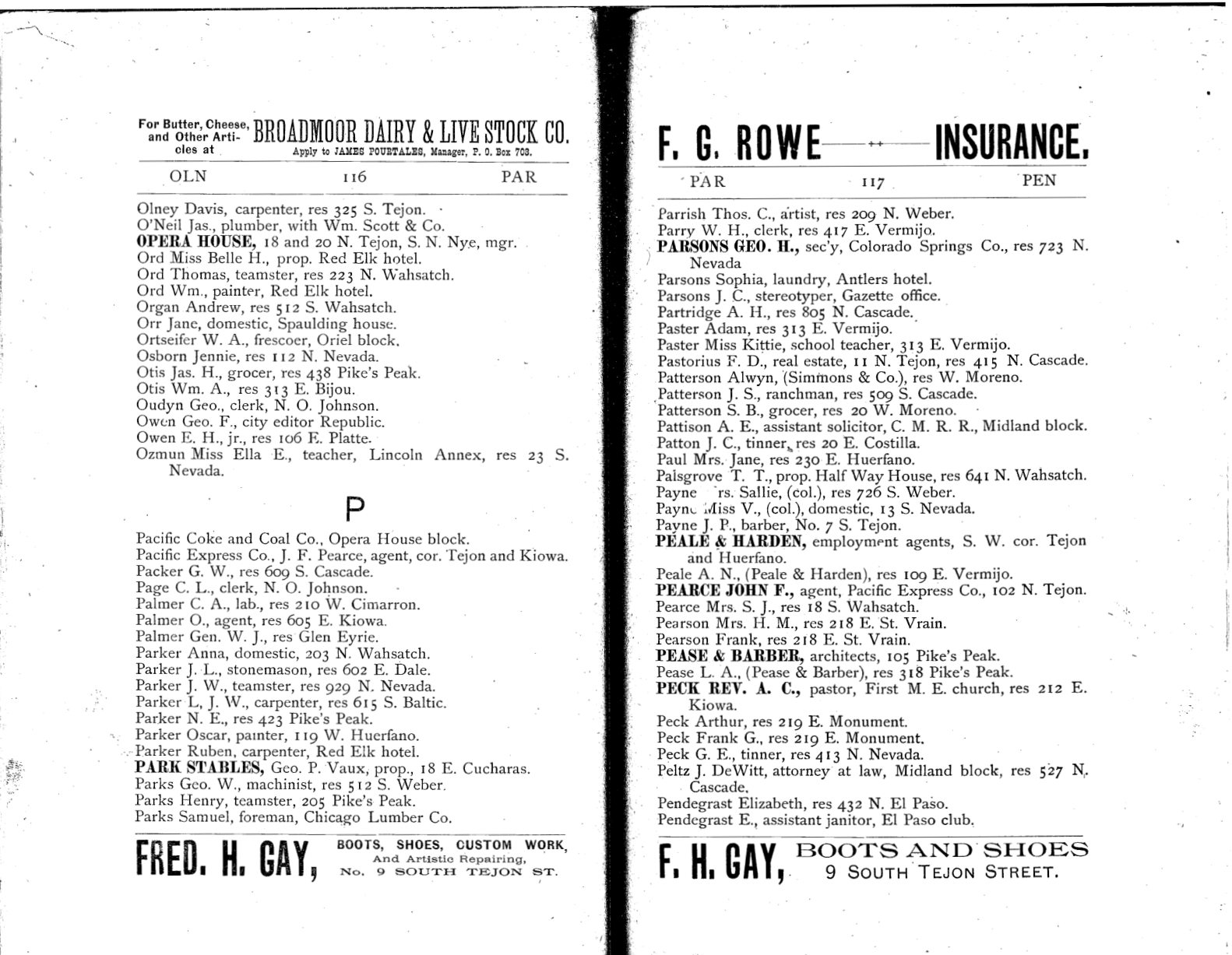 1888 directory spread; the residence entry is on the cited page.
