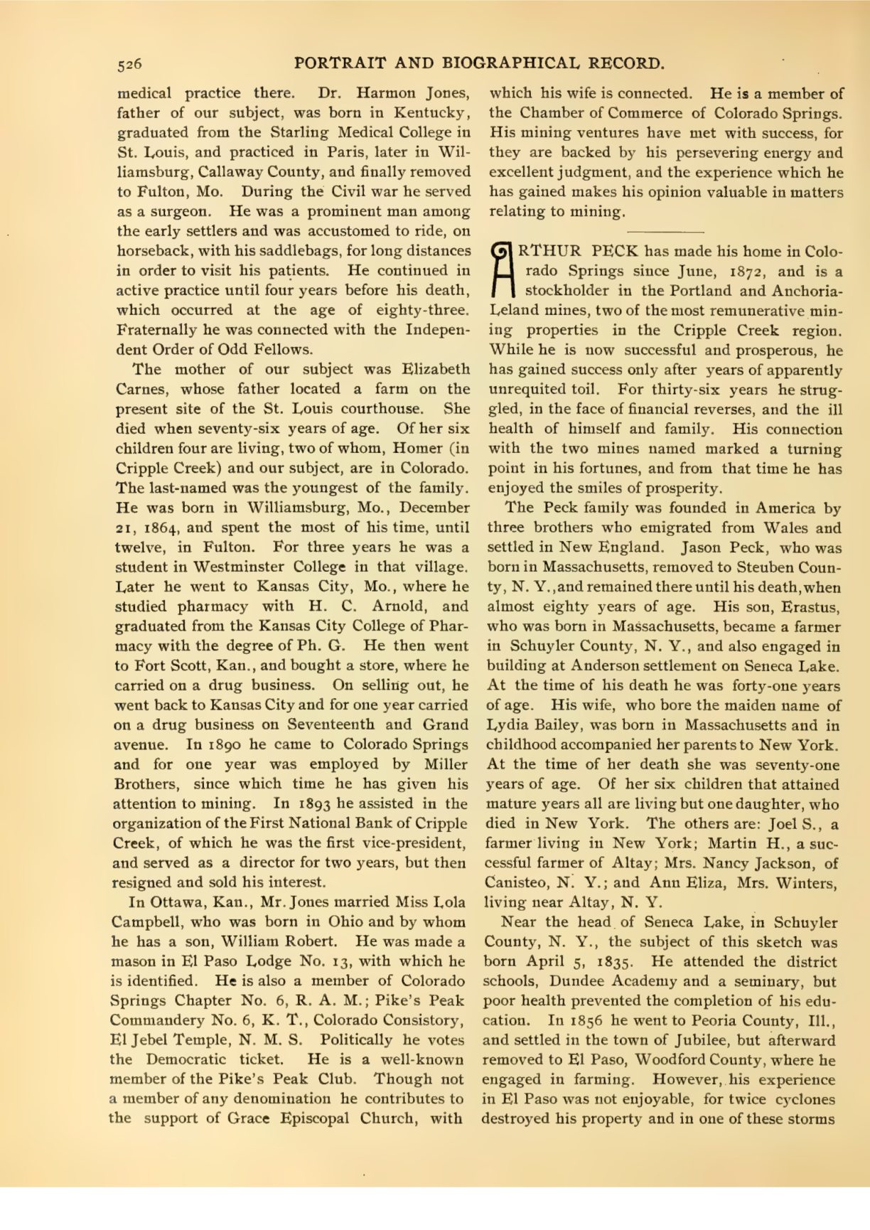 Biography published in 1899, describing earlier life; not a period photograph of the house.